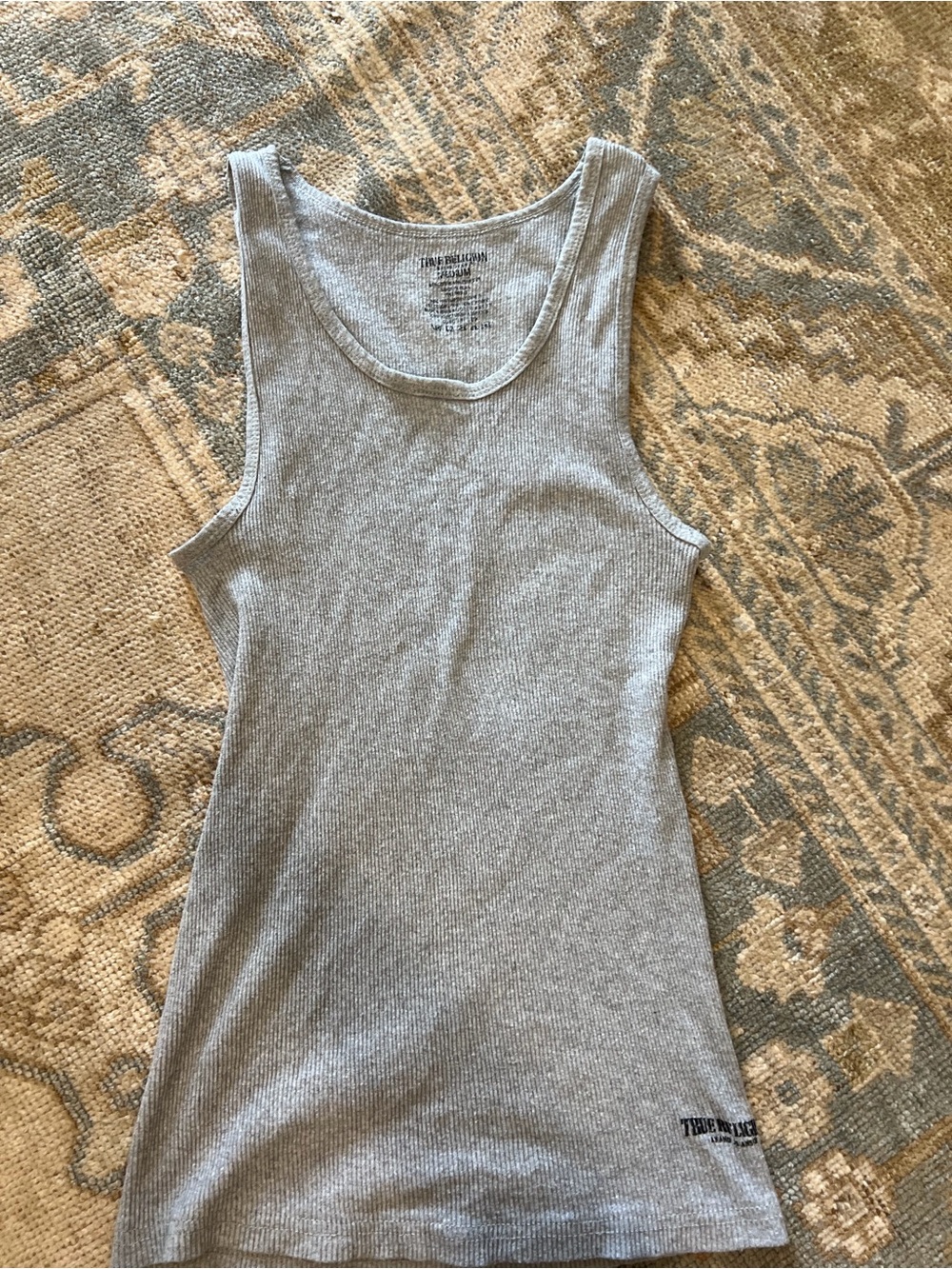 True Religion Gray Ribbed Tank Top